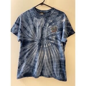 Santa Cruz Tie Dye T-Shirt Men's Size Medium Blue Graphic Logo Skateboarding Tee